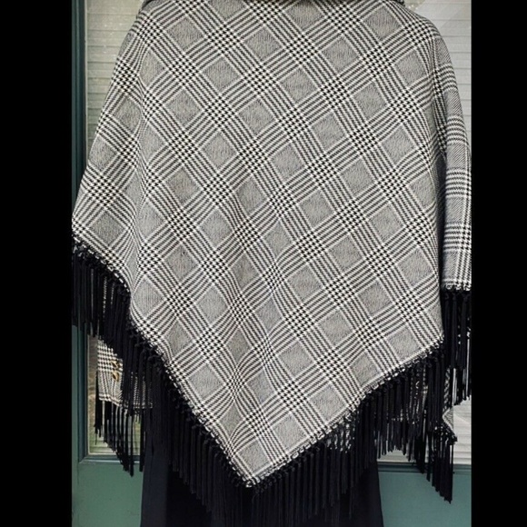 Vintage Albert Nipon 3 Pc Set Tailor Blazer Skirt Matching Shawl Houndstooth - Picture 6 of 12